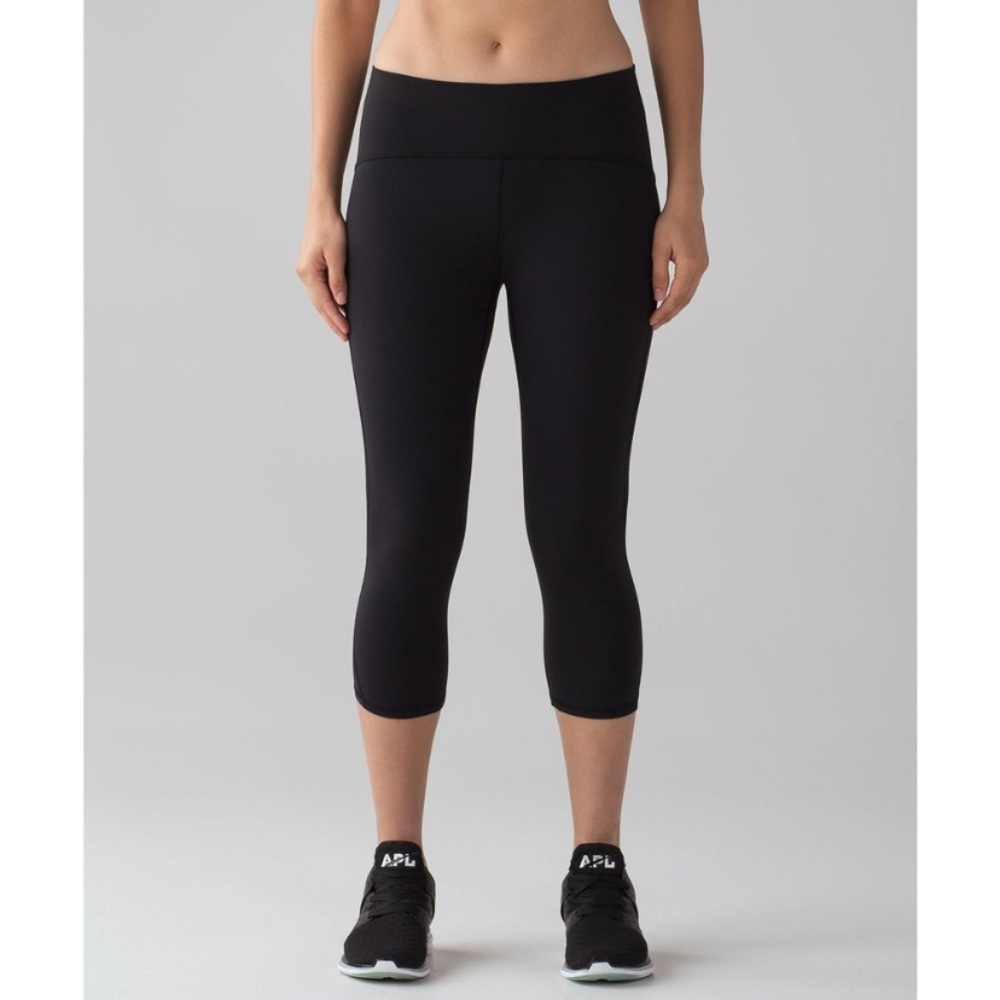 Lululemon Train Times Crop (17") High Rise Side Mesh Panel Black 2